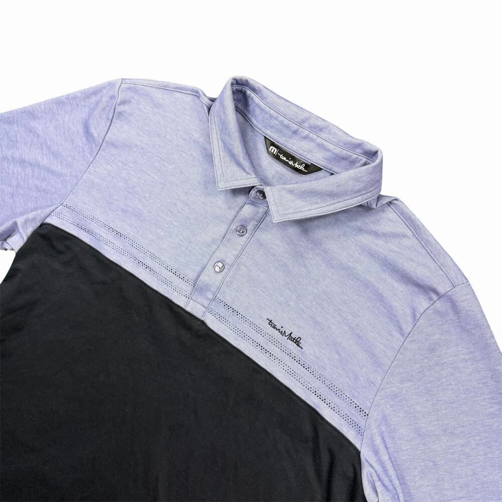 TravisMathew Men’s Large Colorblock Pima Cotton Polo Shirt Purple Blue Black